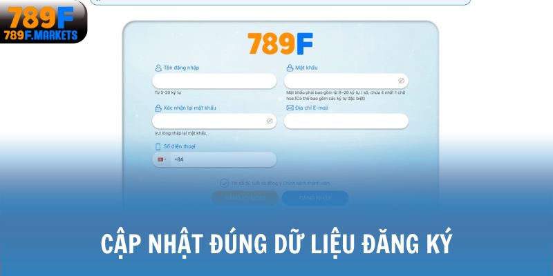 Cập nhật đúng dữ liệu đăng ký